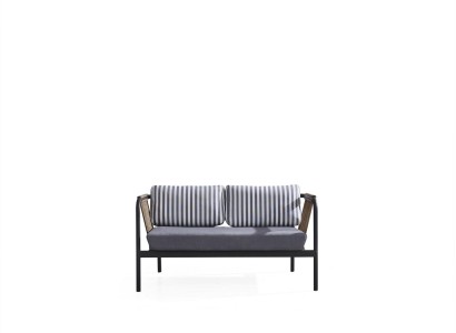 Sofa 2 Sitzer Luxus Sofas Modern Stoff Möbel Design Grau Bank Designer